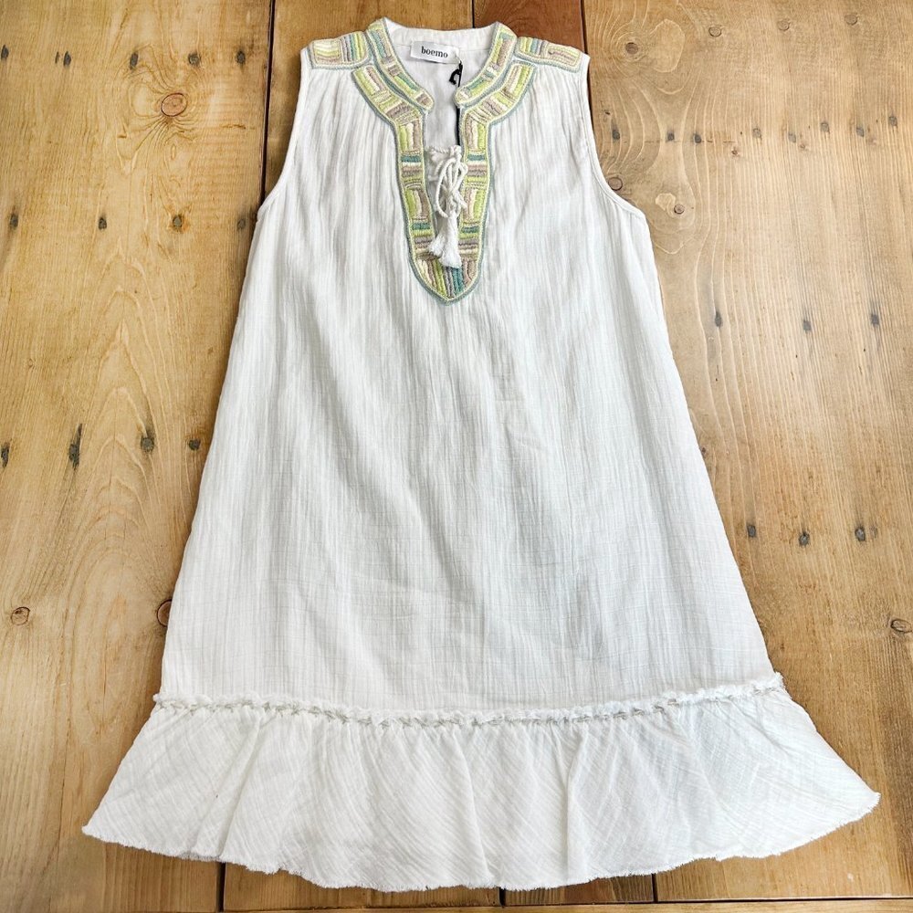 Boemo NWT White Eggshell Dress Tunic S Embroidered‎